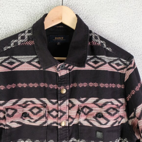 Roark Shacket Womens Medium Black Pink Shirt Jacket Southwestern Classic Fit - Picture 2 of 9